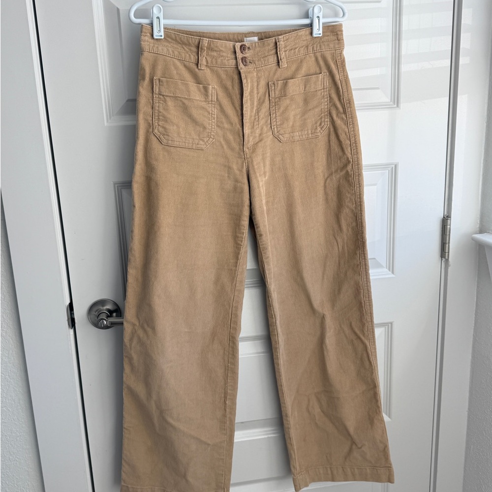 Gap High-Rise Wide Leg Corduroy Pants – Beige Boho Chic Neutral Pants – Size 4